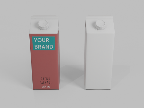 Beverage Carton 1000 ml - Customizable Gable-Top Drink Box 3D 模型