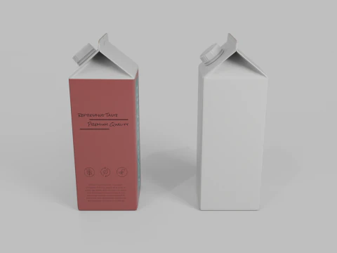 Beverage Carton 1000 ml - Customizable Gable-Top Drink Box 3D Model