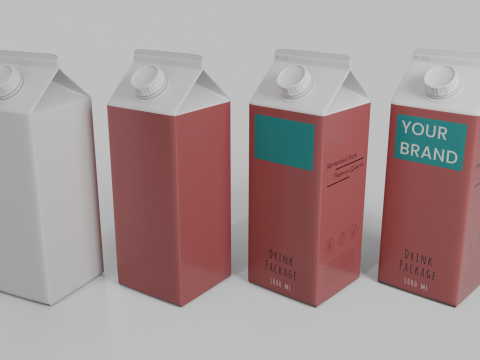 Beverage Carton 1000 ml - Customizable Gable-Top Drink Box 3D 模型