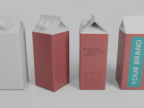Beverage Carton 1000 ml - Customizable Gable-Top Drink Box 3D 模型