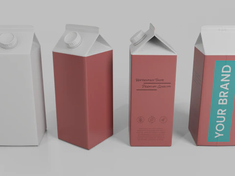 Beverage Carton 1000 ml - Customizable Gable-Top Drink Box 3D Model