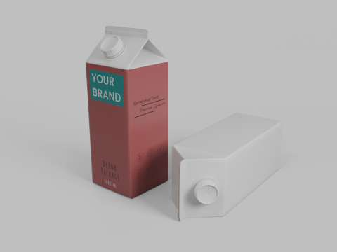Beverage Carton 1000 ml - Customizable Gable-Top Drink Box 3D 模型