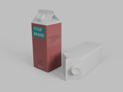 Beverage Carton 1000 ml - Customizable Gable-Top Drink Box 3D Model