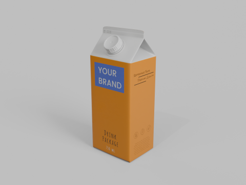 Beverage Carton 750 ml - Customizable Gable-Top Drink Box 3D 模型
