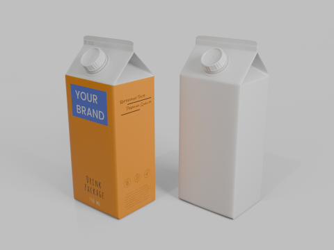 Beverage Carton 750 ml - Customizable Gable-Top Drink Box 3D 模型