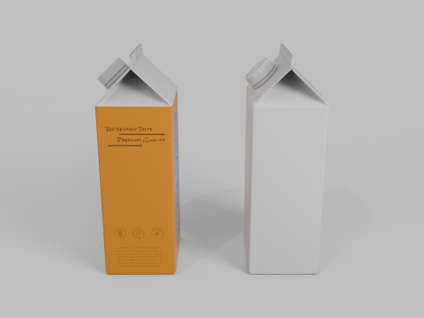 Beverage Carton 750 ml - Customizable Gable-Top Drink Box 3D 模型