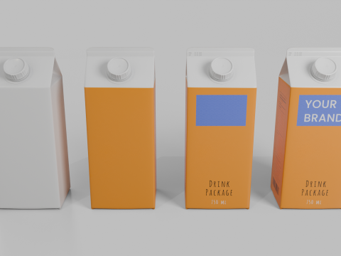 Beverage Carton 750 ml - Customizable Gable-Top Drink Box 3D 模型