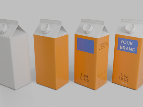 Beverage Carton 750 ml - Customizable Gable-Top Drink Box 3D 模型