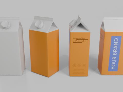 Beverage Carton 750 ml - Customizable Gable-Top Drink Box 3D 模型