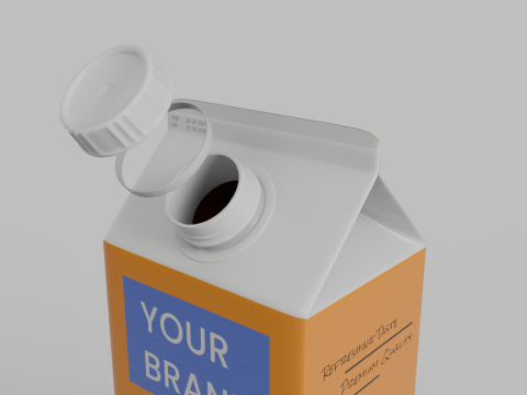 Beverage Carton 750 ml - Customizable Gable-Top Drink Box 3D 模型