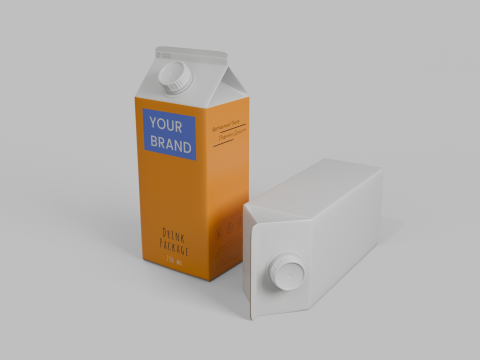 Beverage Carton 750 ml - Customizable Gable-Top Drink Box 3D 模型