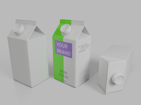 Beverage Carton 500 ml - Customizable Gable-Top Drink Box 3D Model