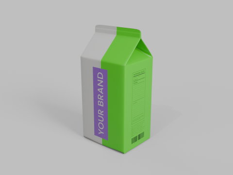 Beverage Carton 500 ml - Customizable Gable-Top Drink Box 3D Model