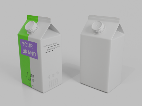 Beverage Carton 500 ml - Customizable Gable-Top Drink Box 3D Model