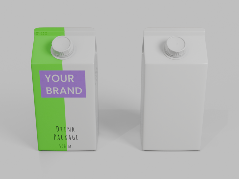 Beverage Carton 500 ml - Customizable Gable-Top Drink Box 3D Model