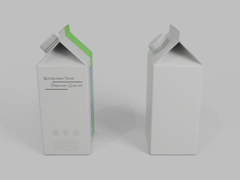Beverage Carton 500 ml - Customizable Gable-Top Drink Box 3D Model