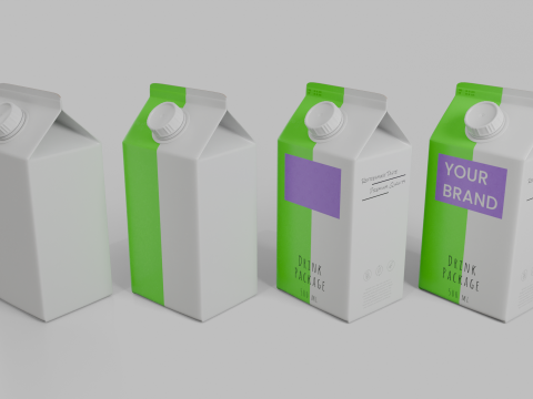 Beverage Carton 500 ml - Customizable Gable-Top Drink Box 3D Model