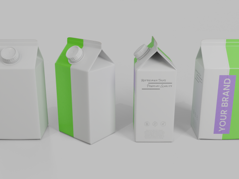 Beverage Carton 500 ml - Customizable Gable-Top Drink Box 3D Model