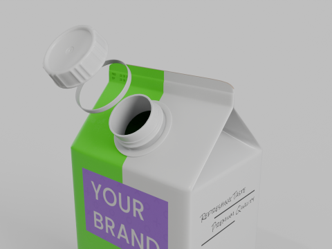 Beverage Carton 500 ml - Customizable Gable-Top Drink Box 3D Model