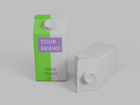 Beverage Carton 500 ml - Customizable Gable-Top Drink Box 3D Model