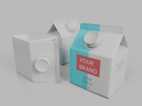 Beverage Carton 250 ml - Customizable Gable-Top Drink Box 3D Modell
