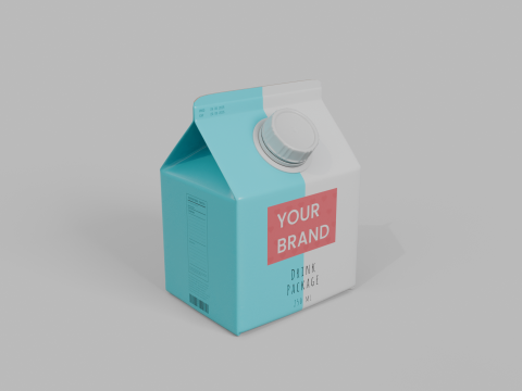 Beverage Carton 250 ml - Customizable Gable-Top Drink Box 3D Modell