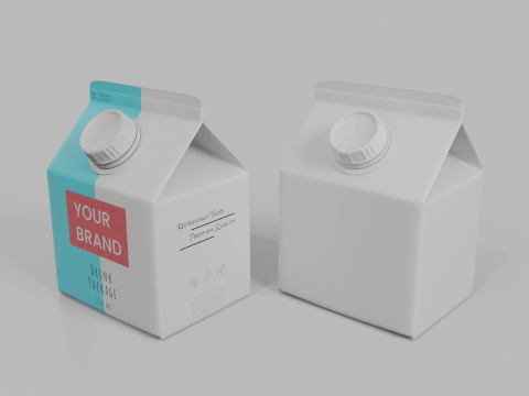 Beverage Carton 250 ml - Customizable Gable-Top Drink Box 3D Modell