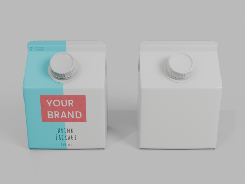 Beverage Carton 250 ml - Customizable Gable-Top Drink Box 3D Modell