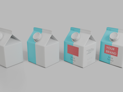 Beverage Carton 250 ml - Customizable Gable-Top Drink Box 3D Modell