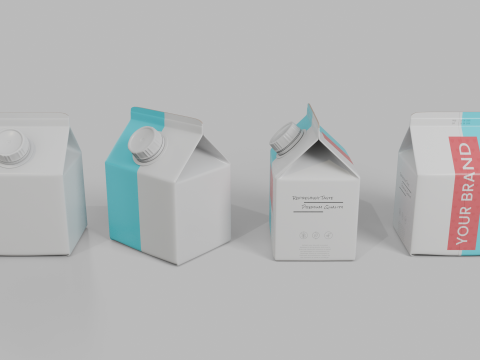 Beverage Carton 250 ml - Customizable Gable-Top Drink Box 3D Modell