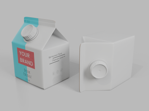 Beverage Carton 250 ml - Customizable Gable-Top Drink Box 3D Modell