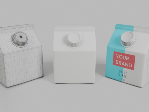 Beverage Carton 250 ml - Customizable Gable-Top Drink Box 3D Modell