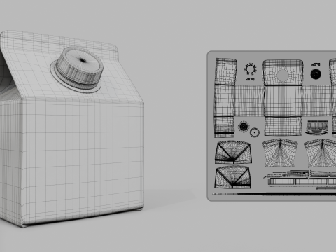 Beverage Carton 250 ml - Customizable Gable-Top Drink Box 3D Modell