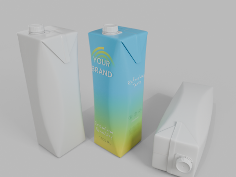 Beverage Carton 1L- Customizable Prism Drink Box 3D Model