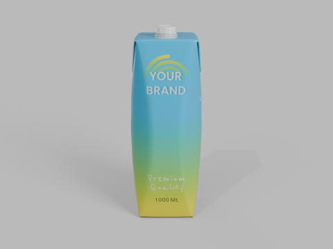 Beverage Carton 1L- Customizable Prism Drink Box Modelo 3D