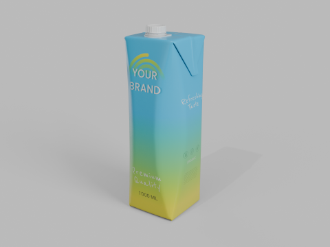Beverage Carton 1L- Customizable Prism Drink Box Modelo 3D