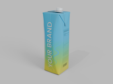 Beverage Carton 1L- Customizable Prism Drink Box Modelo 3D