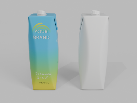 Beverage Carton 1L- Customizable Prism Drink Box Modelo 3D