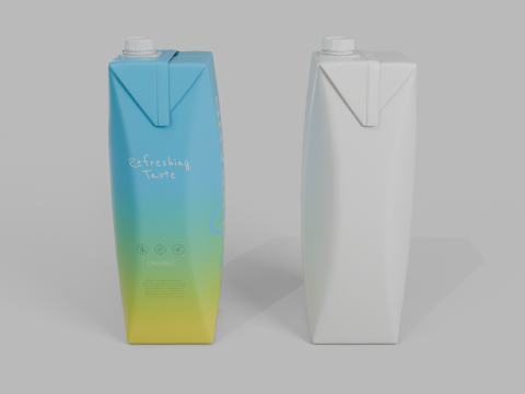 Beverage Carton 1L- Customizable Prism Drink Box Modelo 3D