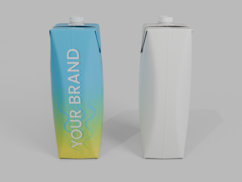 Beverage Carton 1L- Customizable Prism Drink Box Modelo 3D