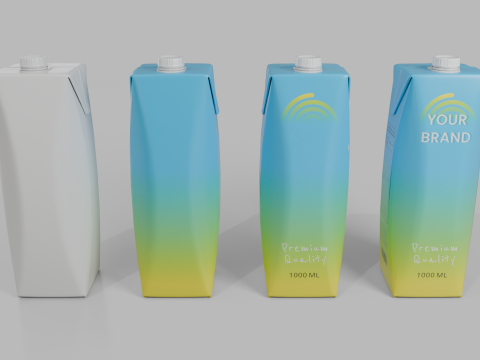 Beverage Carton 1L- Customizable Prism Drink Box Modelo 3D