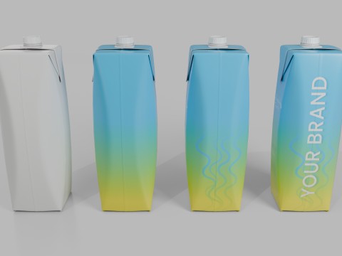 Beverage Carton 1L- Customizable Prism Drink Box Modelo 3D