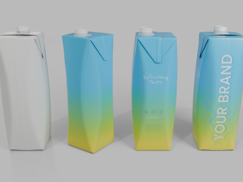 Beverage Carton 1L- Customizable Prism Drink Box Modelo 3D