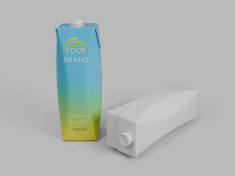 Beverage Carton 1L- Customizable Prism Drink Box Modelo 3D
