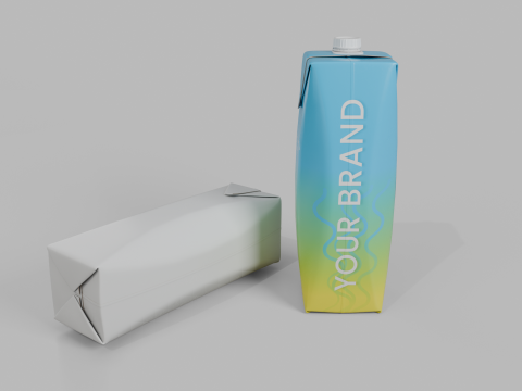 Beverage Carton 1L- Customizable Prism Drink Box Modelo 3D