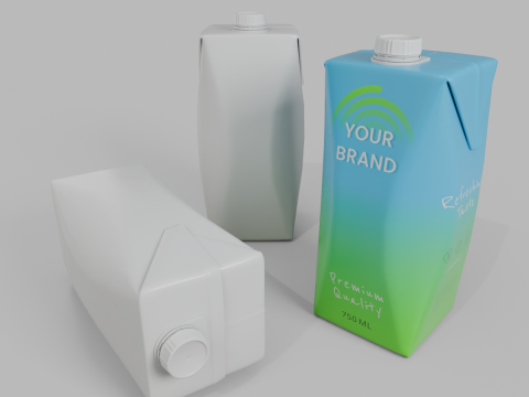 Beverage Carton 750 ml- Customizable Prism Drink Box 3D Modell