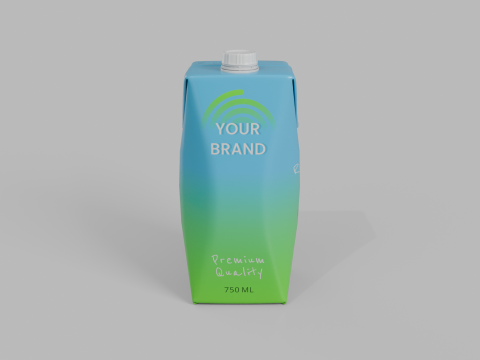 Beverage Carton 750 ml- Customizable Prism Drink Box 3D Modell
