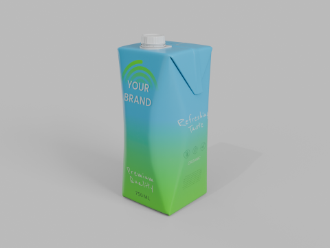 Beverage Carton 750 ml- Customizable Prism Drink Box 3D Modell