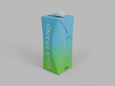 Beverage Carton 750 ml- Customizable Prism Drink Box 3D Modell