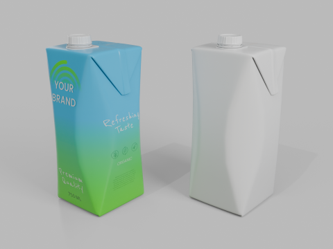 Beverage Carton 750 ml- Customizable Prism Drink Box 3D Modell